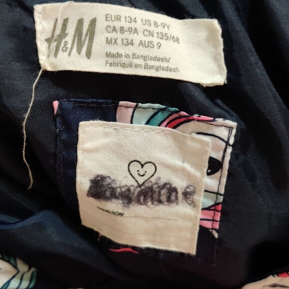 H&M 8-9Y Unicorn Lightweight Girls Jacket Navy Rainbow Detachable Hood Jacket - Picture 5 of 11